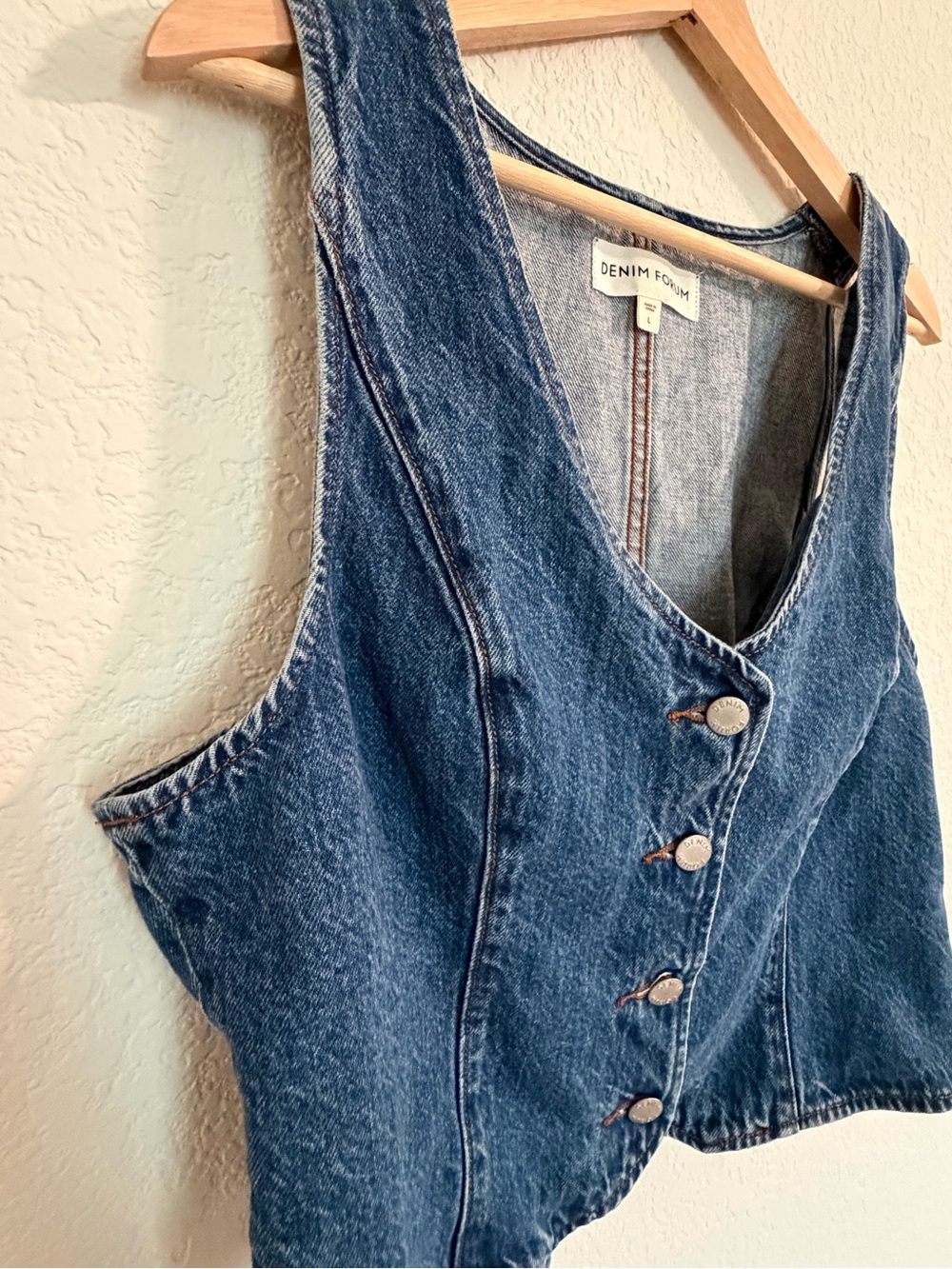 Women's Dark Blue Denim Button Vest size Large - Picture 2 of 7
